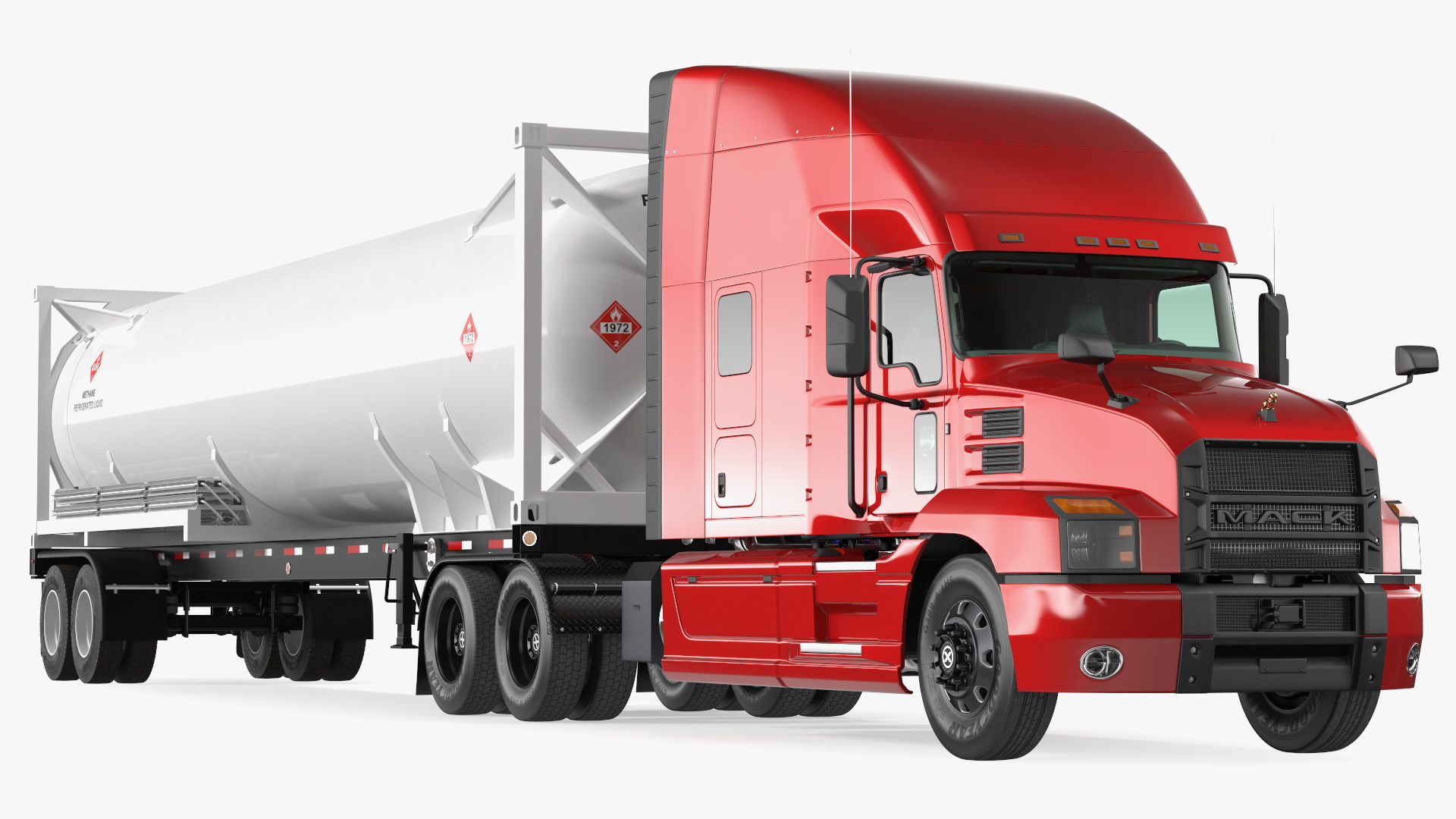 3D Mack Anthem Truck with LNG Semi Trailer Gas Tank model