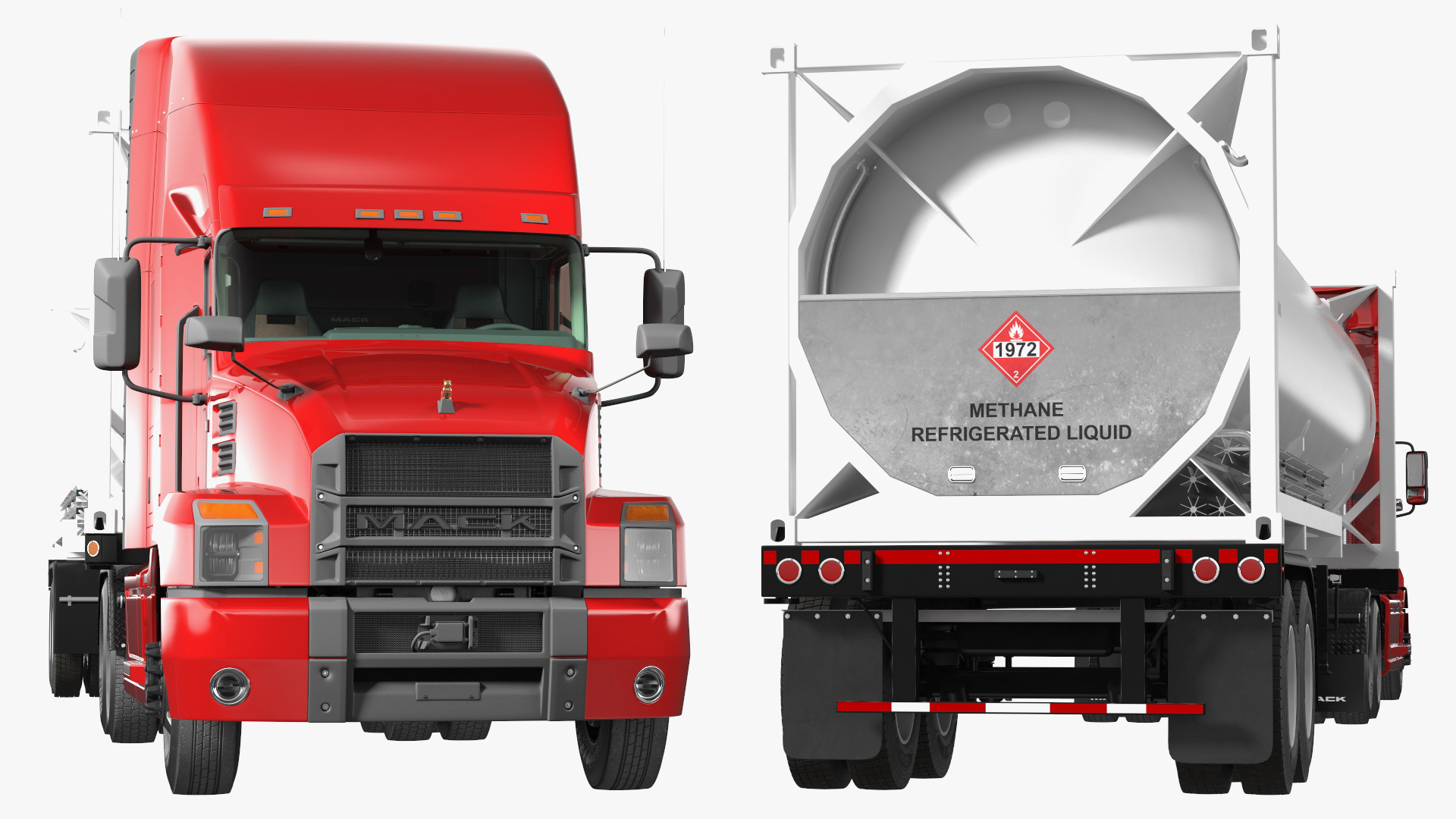 3D Mack Anthem Truck with LNG Semi Trailer Gas Tank model