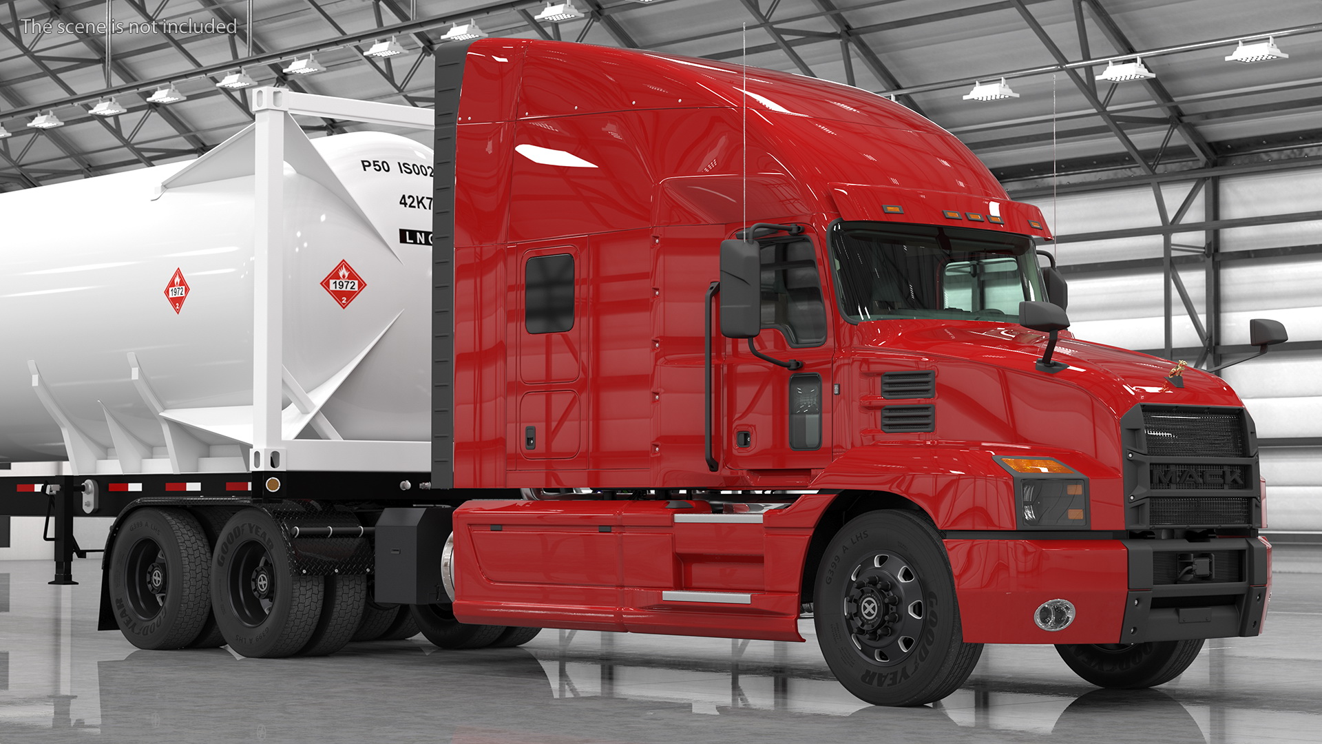 3D Mack Anthem Truck with LNG Semi Trailer Gas Tank model