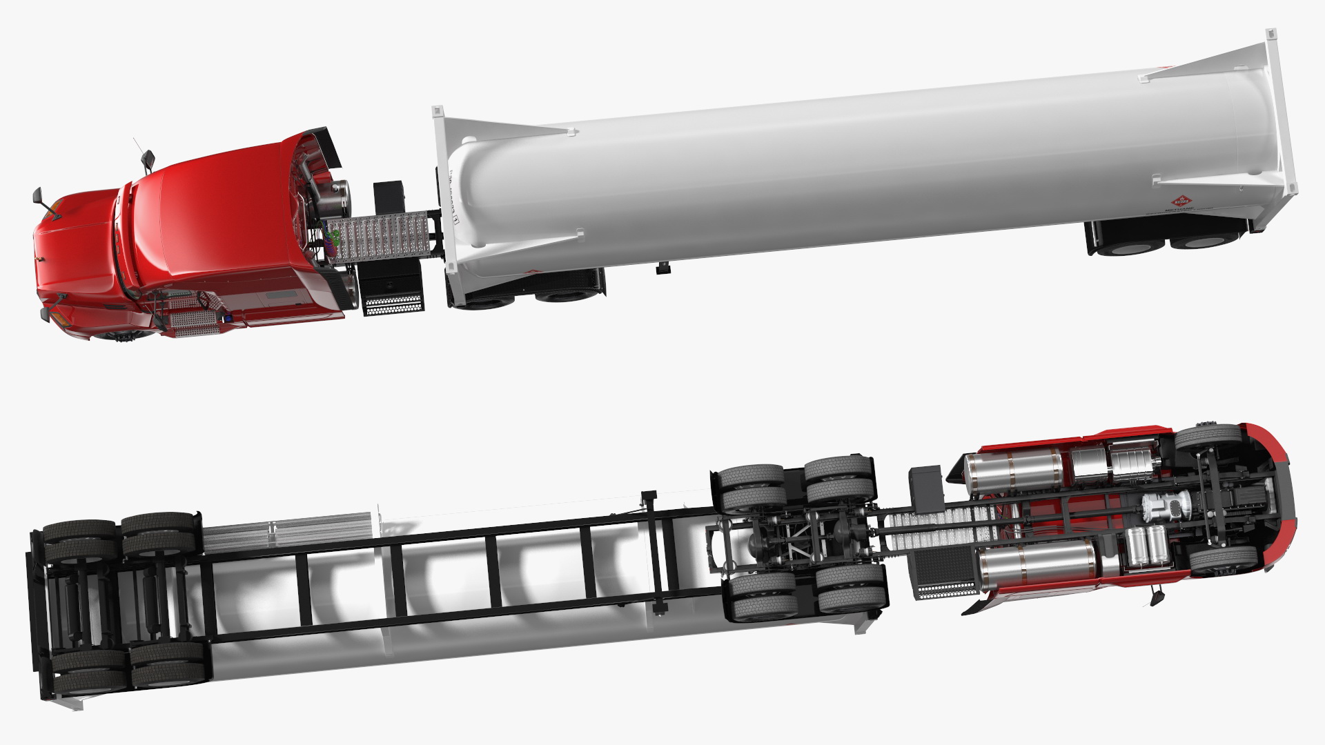 3D Mack Anthem Truck with LNG Semi Trailer Gas Tank model