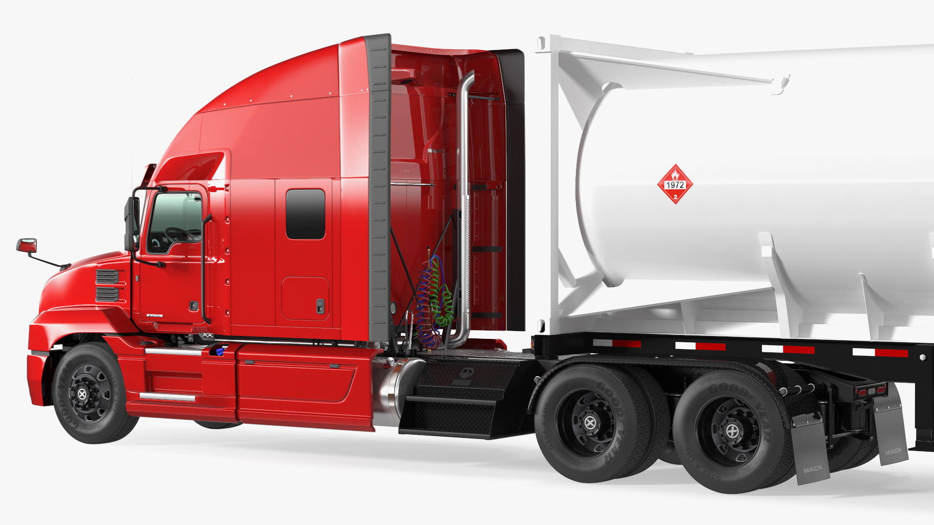 3D Mack Anthem Truck with LNG Semi Trailer Gas Tank model