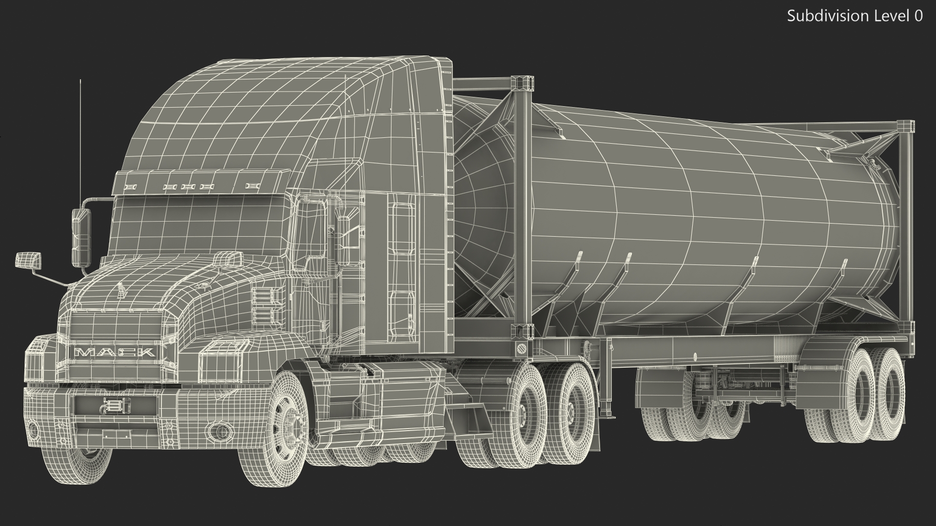 3D Mack Anthem Truck with LNG Semi Trailer Gas Tank model