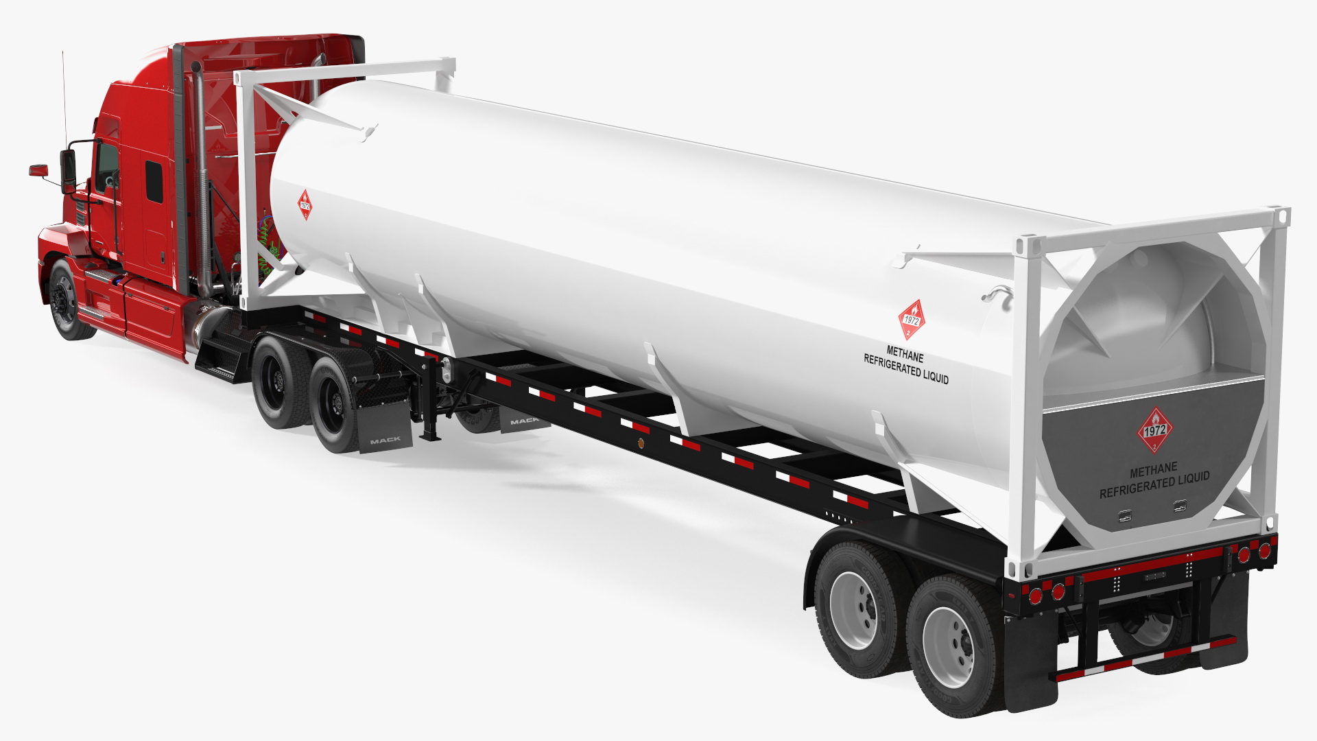 3D Mack Anthem Truck with LNG Semi Trailer Gas Tank model