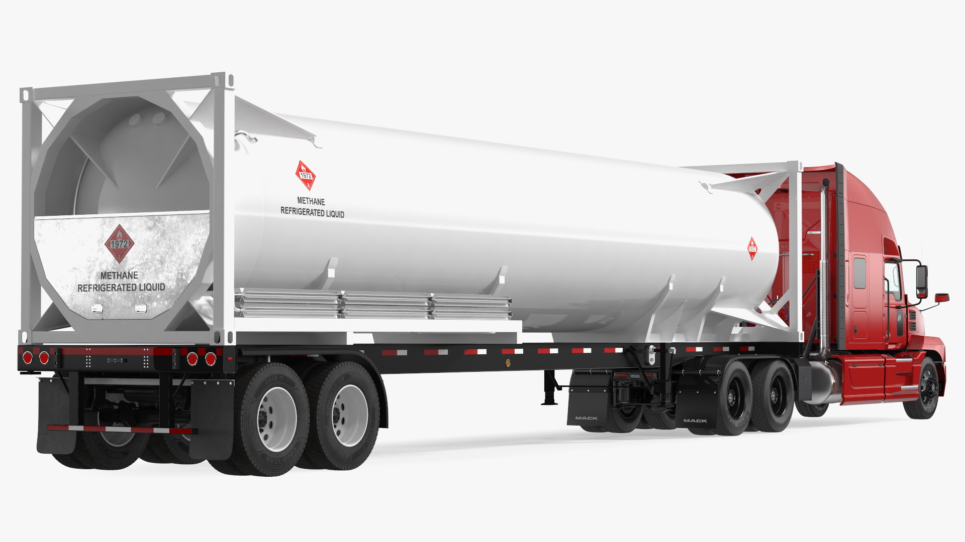 3D Mack Anthem Truck with LNG Semi Trailer Gas Tank model