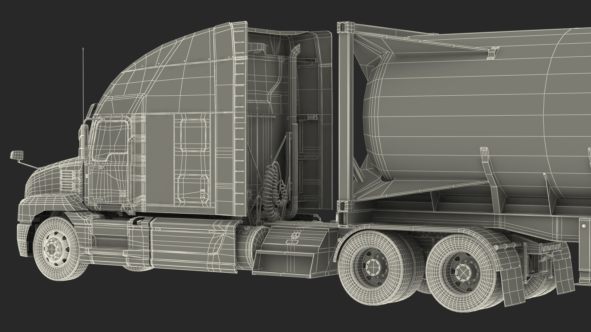 3D Mack Anthem Truck with LNG Semi Trailer Gas Tank model