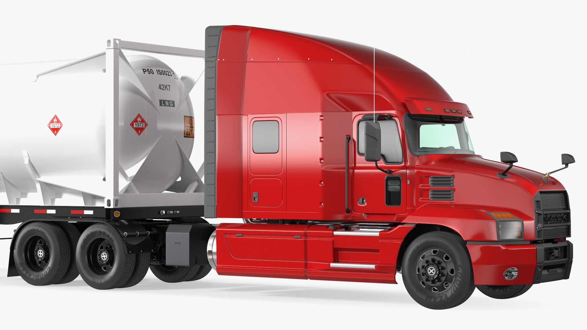 3D Mack Anthem Truck with LNG Semi Trailer Gas Tank model