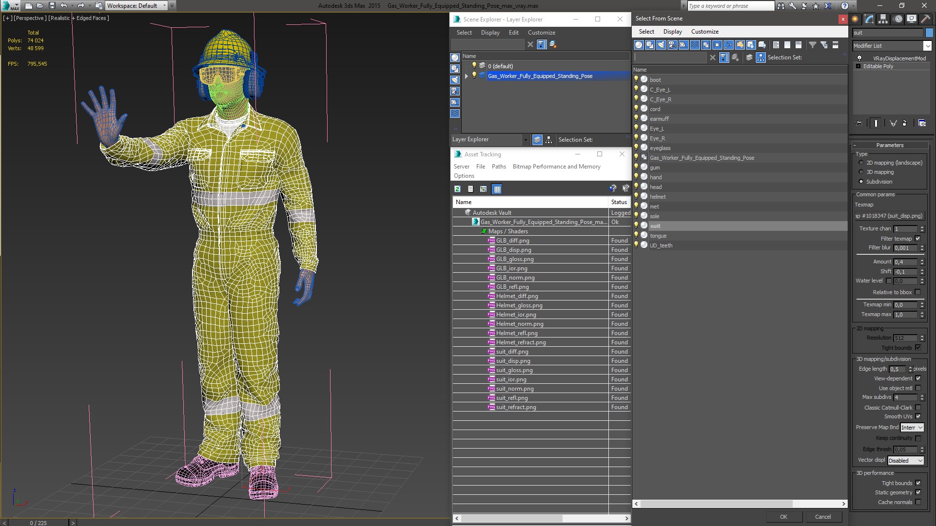 Gas Worker Fully Equipped Standing Pose 3D model