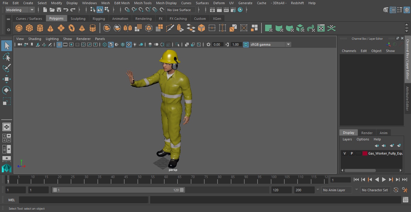Gas Worker Fully Equipped Standing Pose 3D model