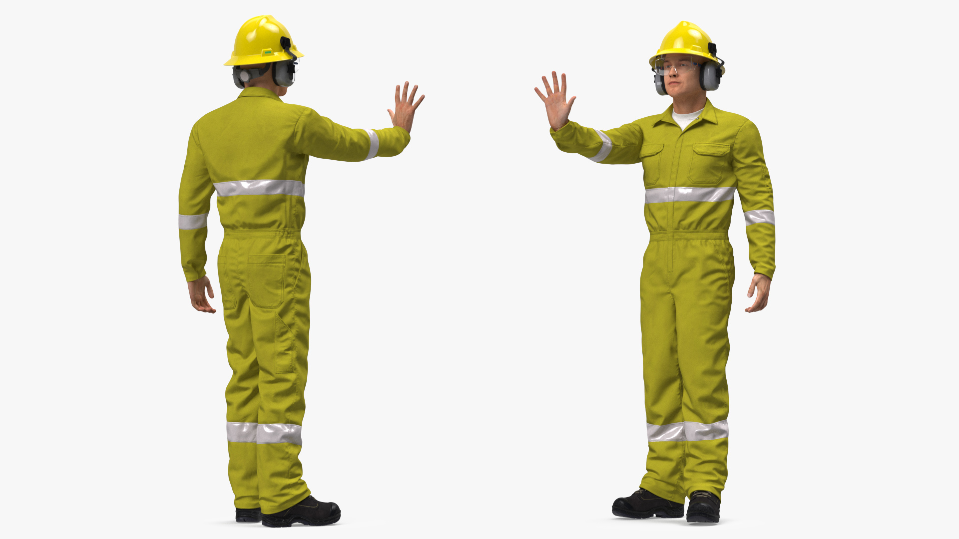 Gas Worker Fully Equipped Standing Pose 3D model