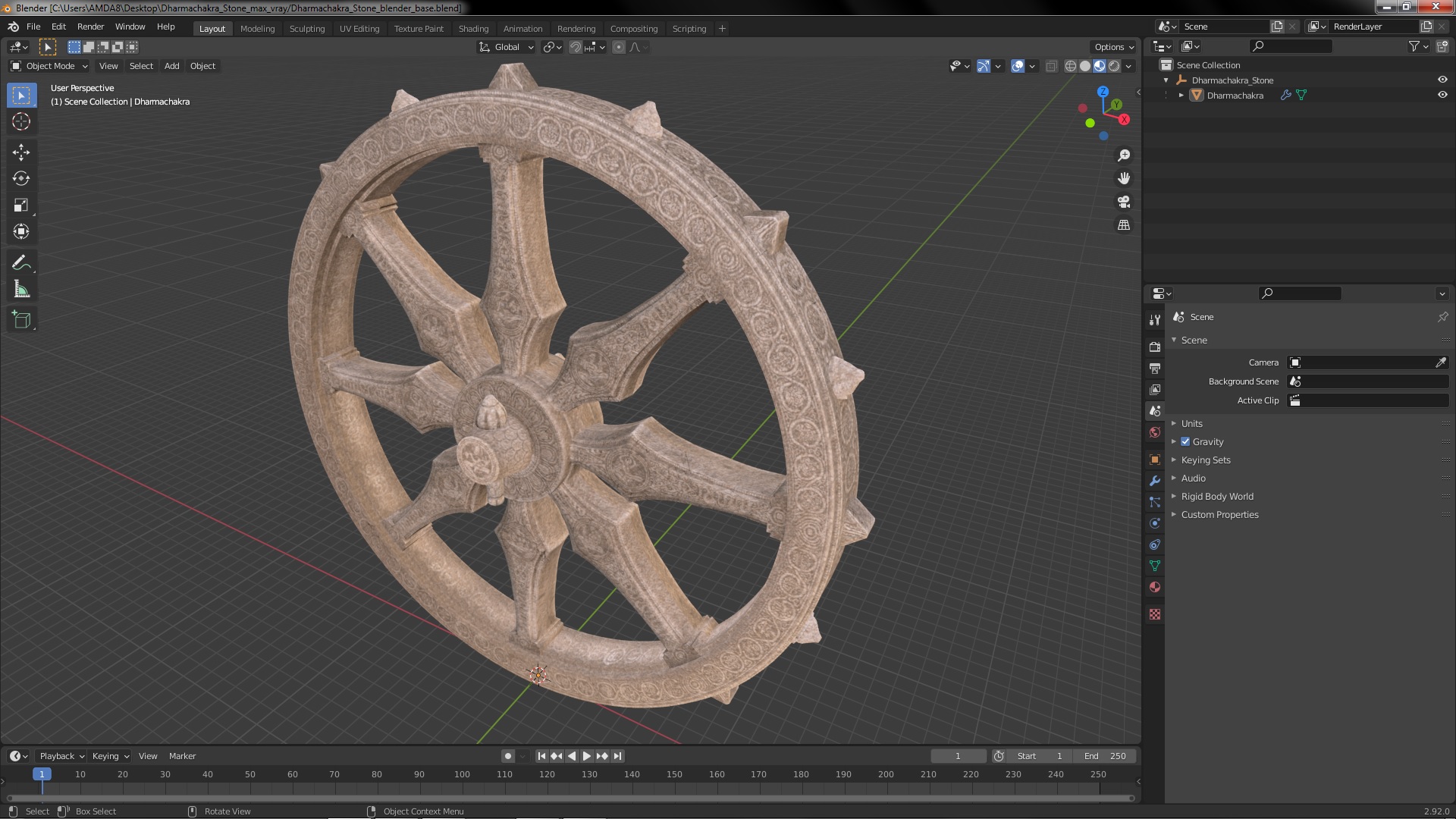 3D Dharmachakra Stone model