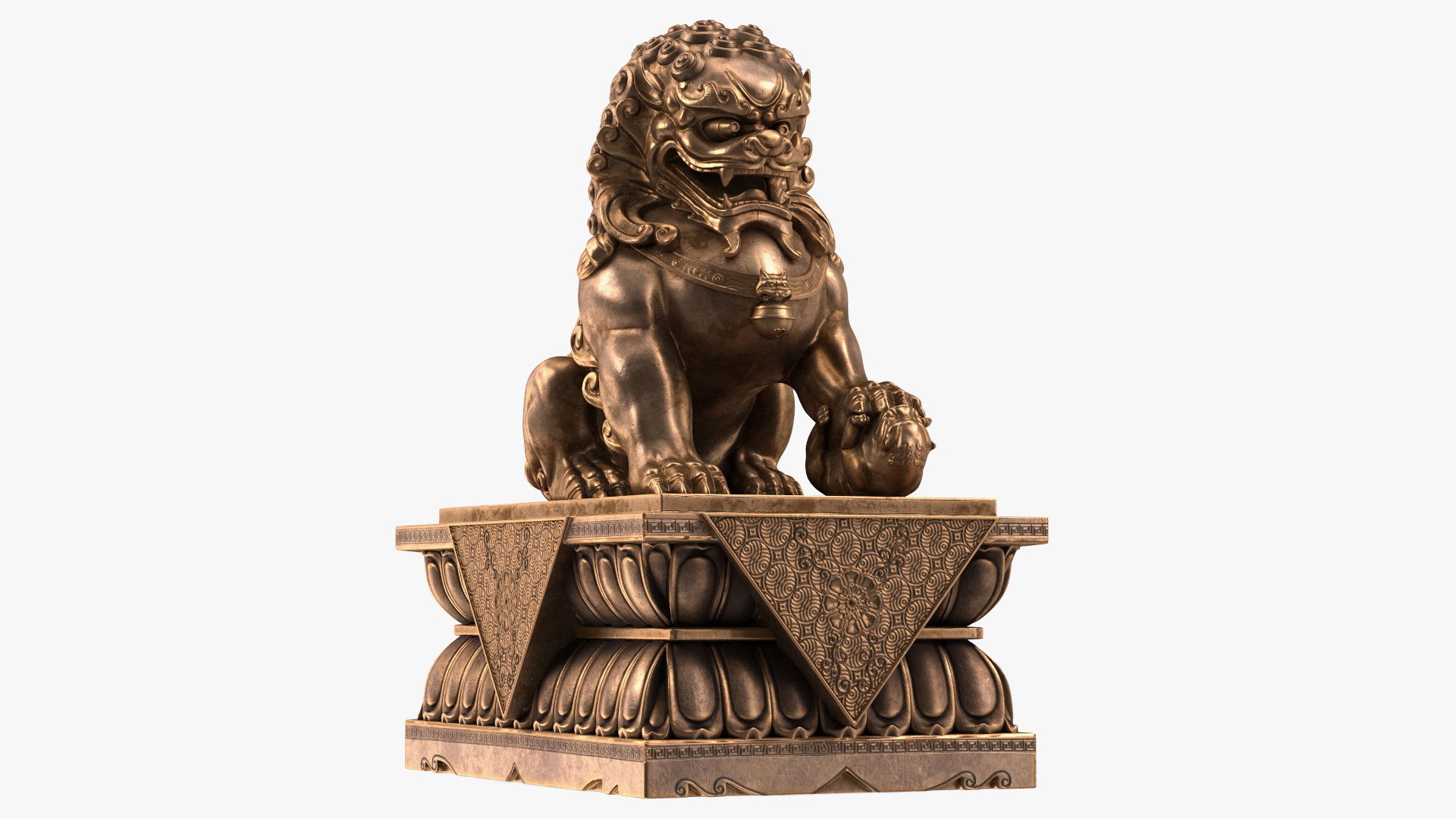 3D model Bronze Chinese Guardian Lion Statue
