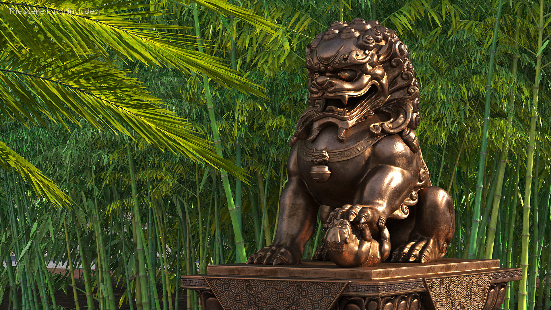 3D model Bronze Chinese Guardian Lion Statue