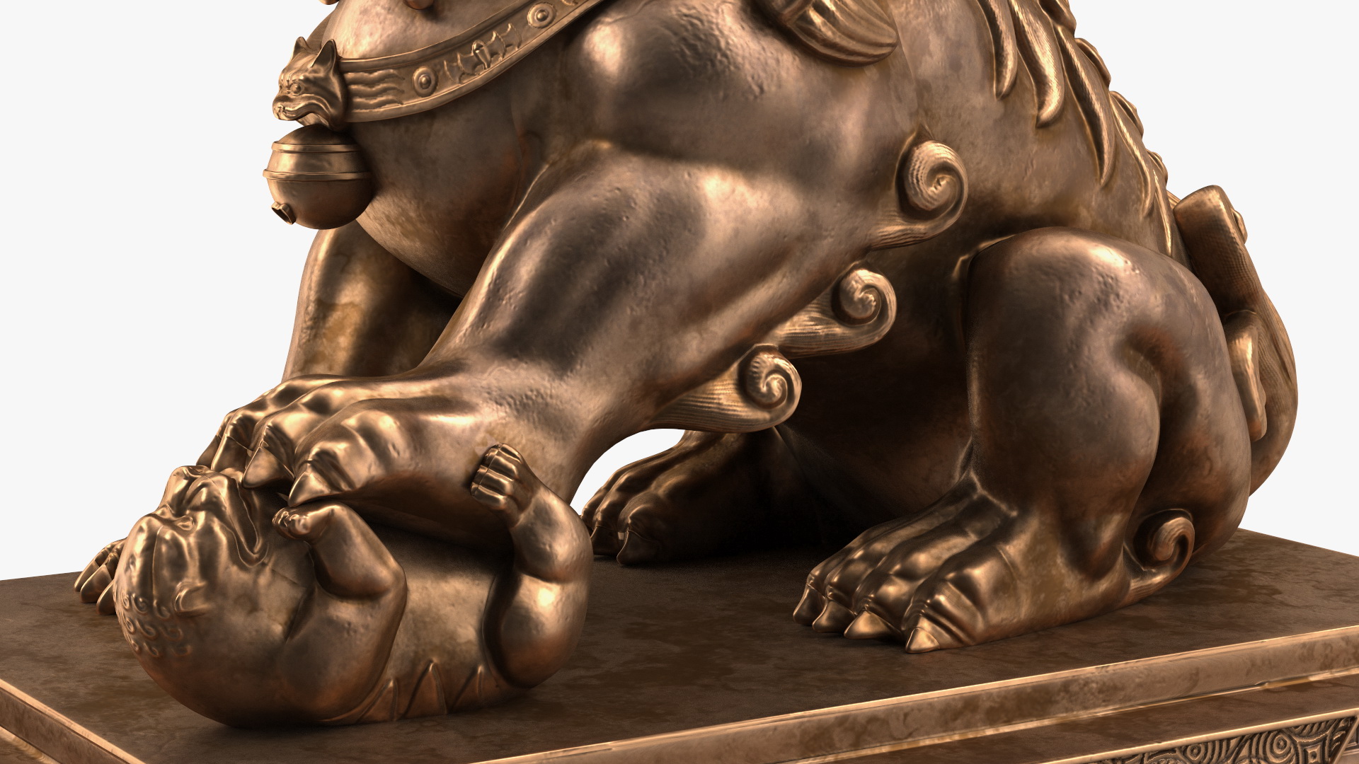 3D model Bronze Chinese Guardian Lion Statue