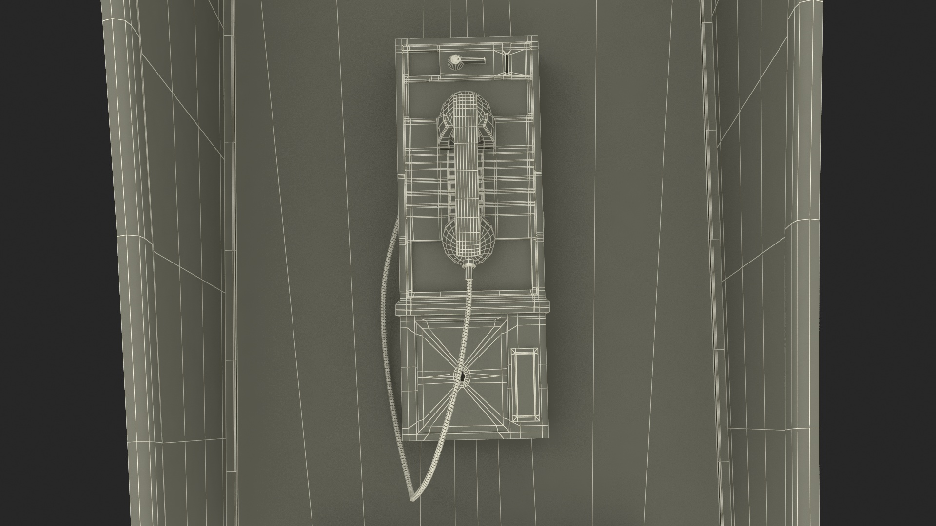 Glass Phone Booth Lights On 3D