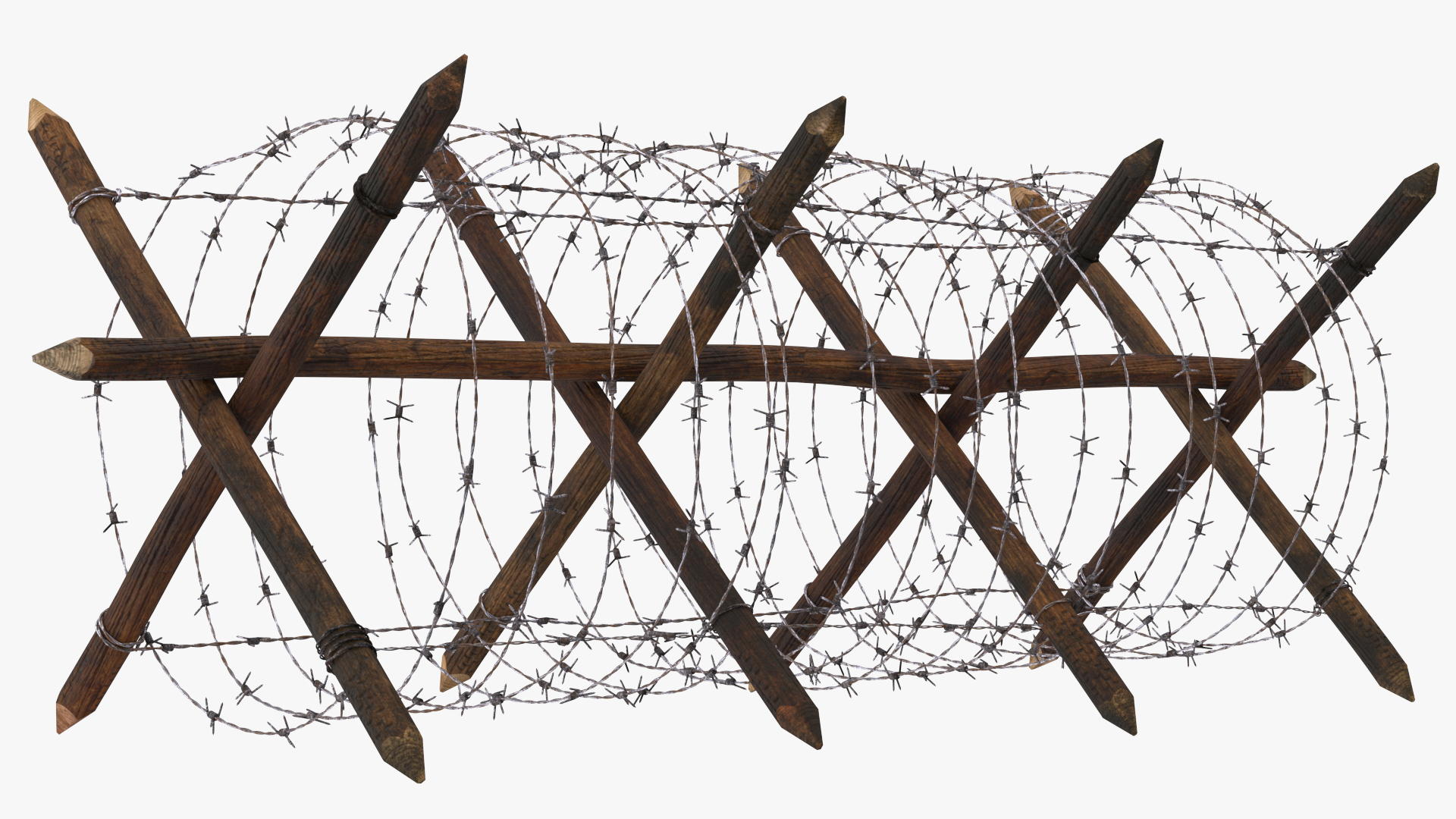 Cheval de Frise Barbed Wire Fence Old 3D