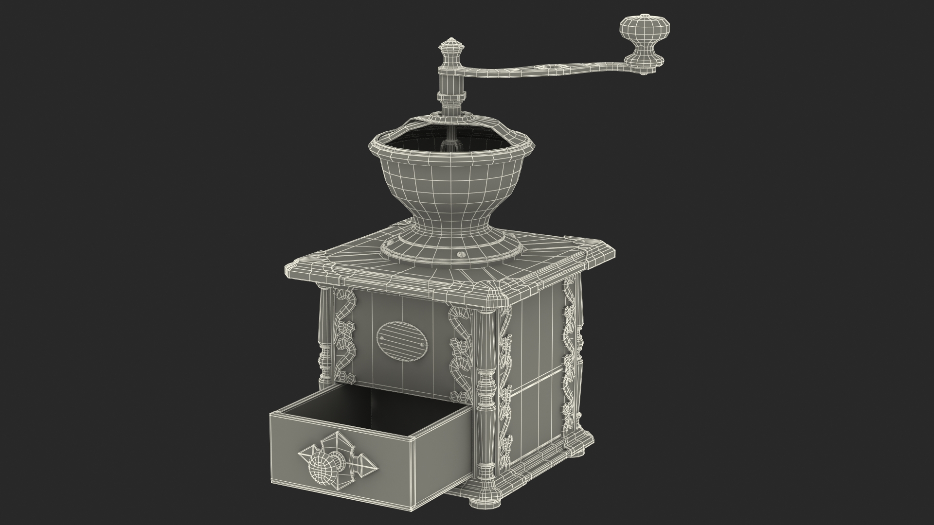 Vintage Manual Coffee Grinder 3D model