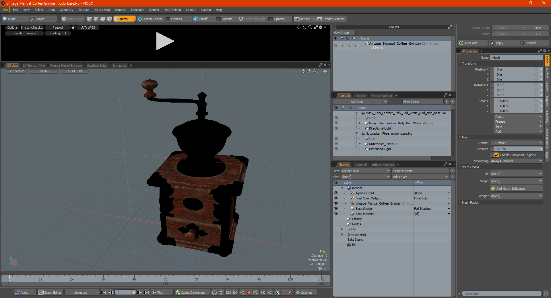 Vintage Manual Coffee Grinder 3D model