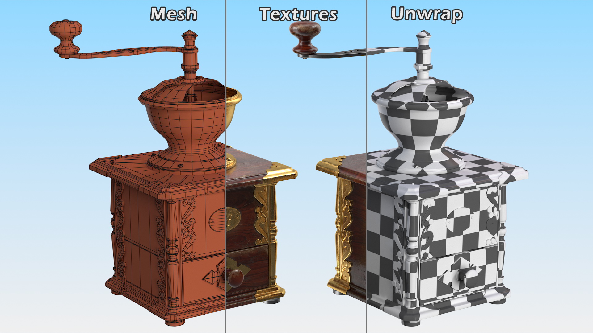 Vintage Manual Coffee Grinder 3D model