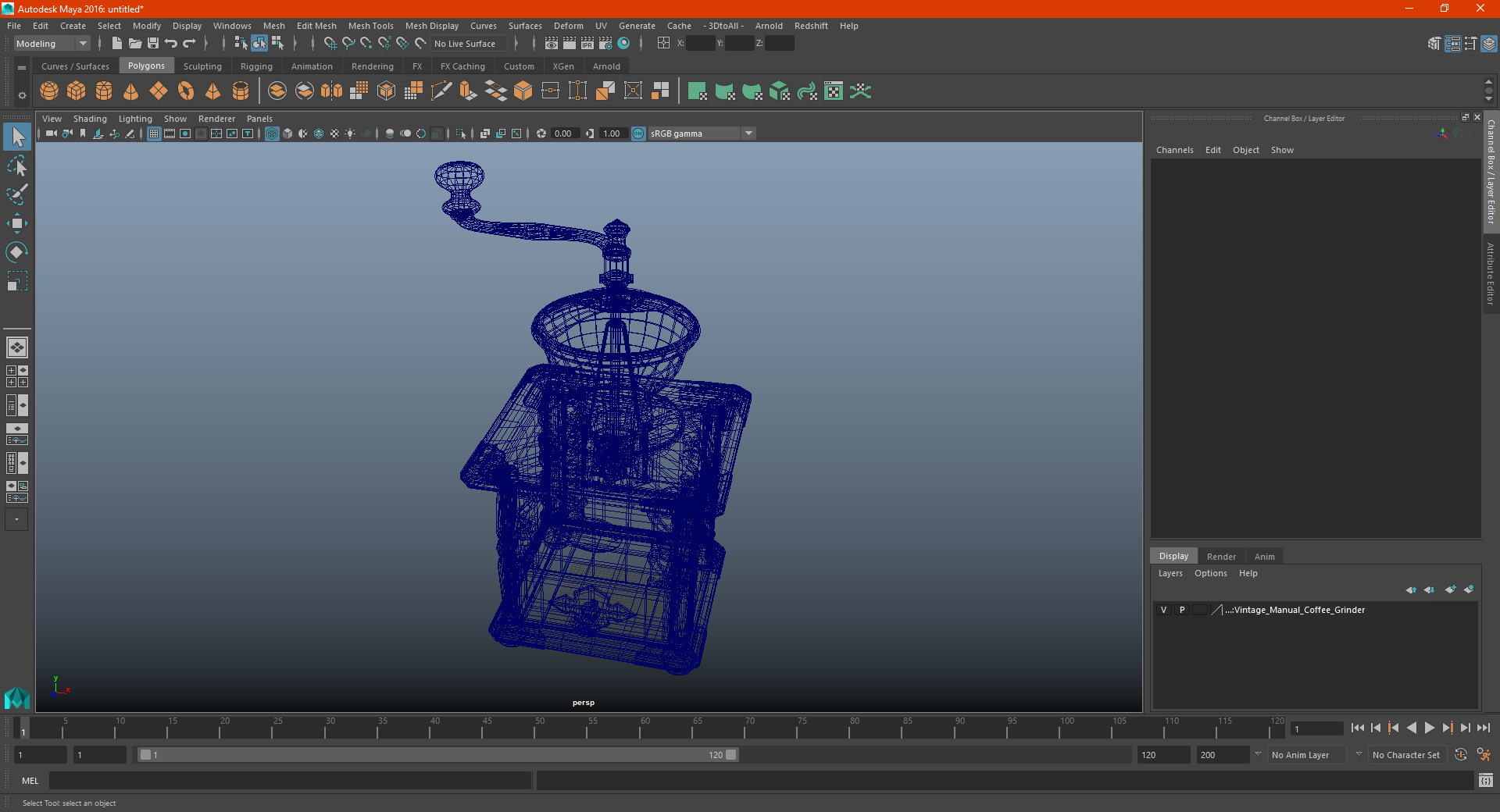 Vintage Manual Coffee Grinder 3D model