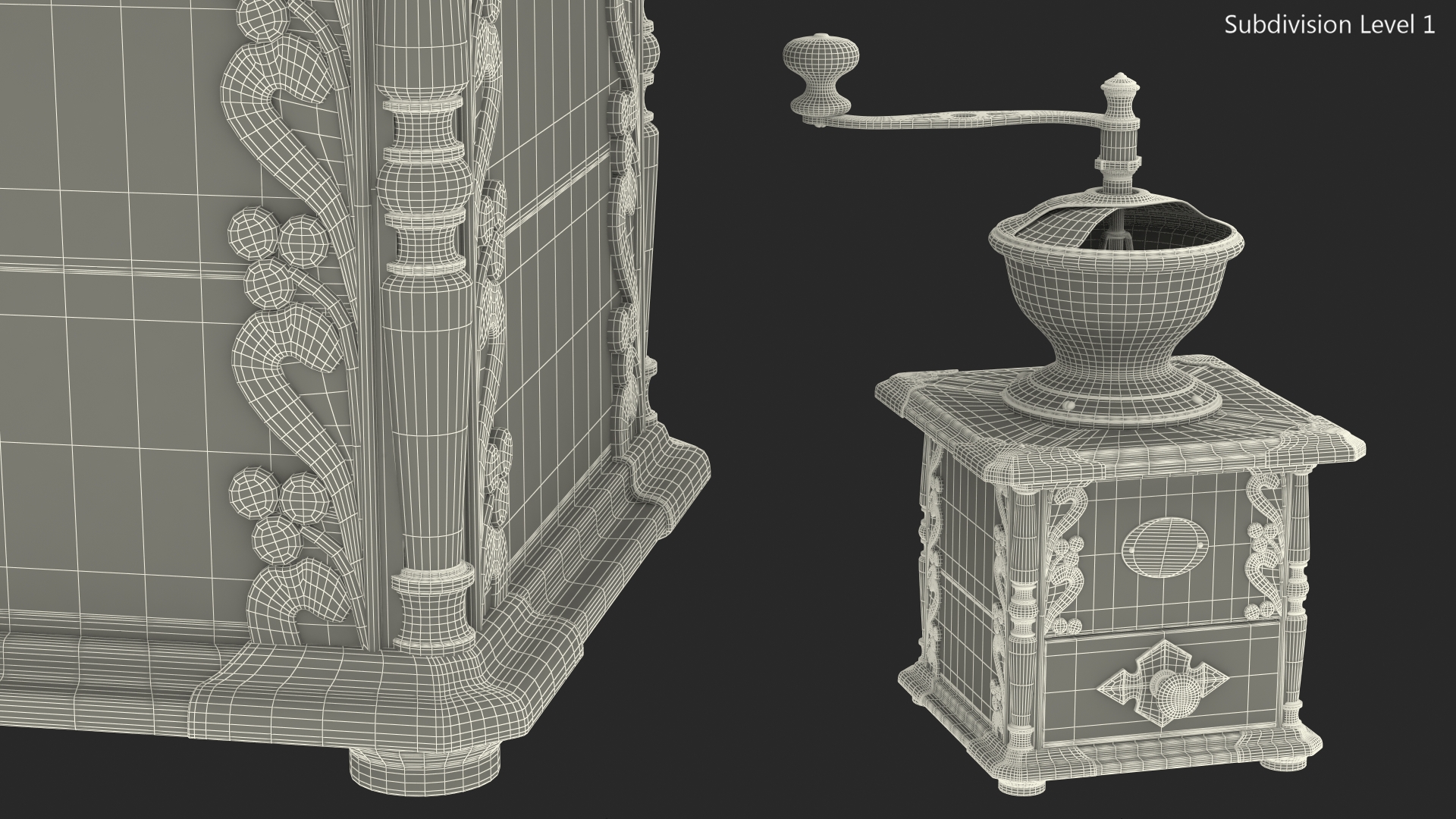 Vintage Manual Coffee Grinder 3D model