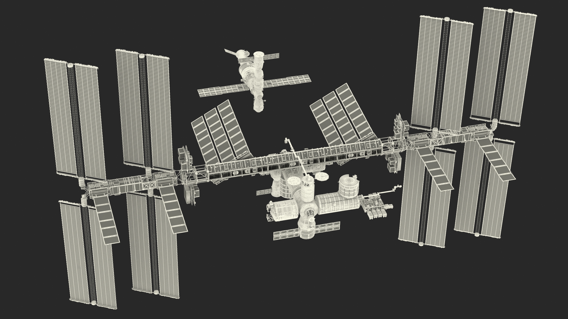 3D International Space Station Habitable Artificial Satellite model