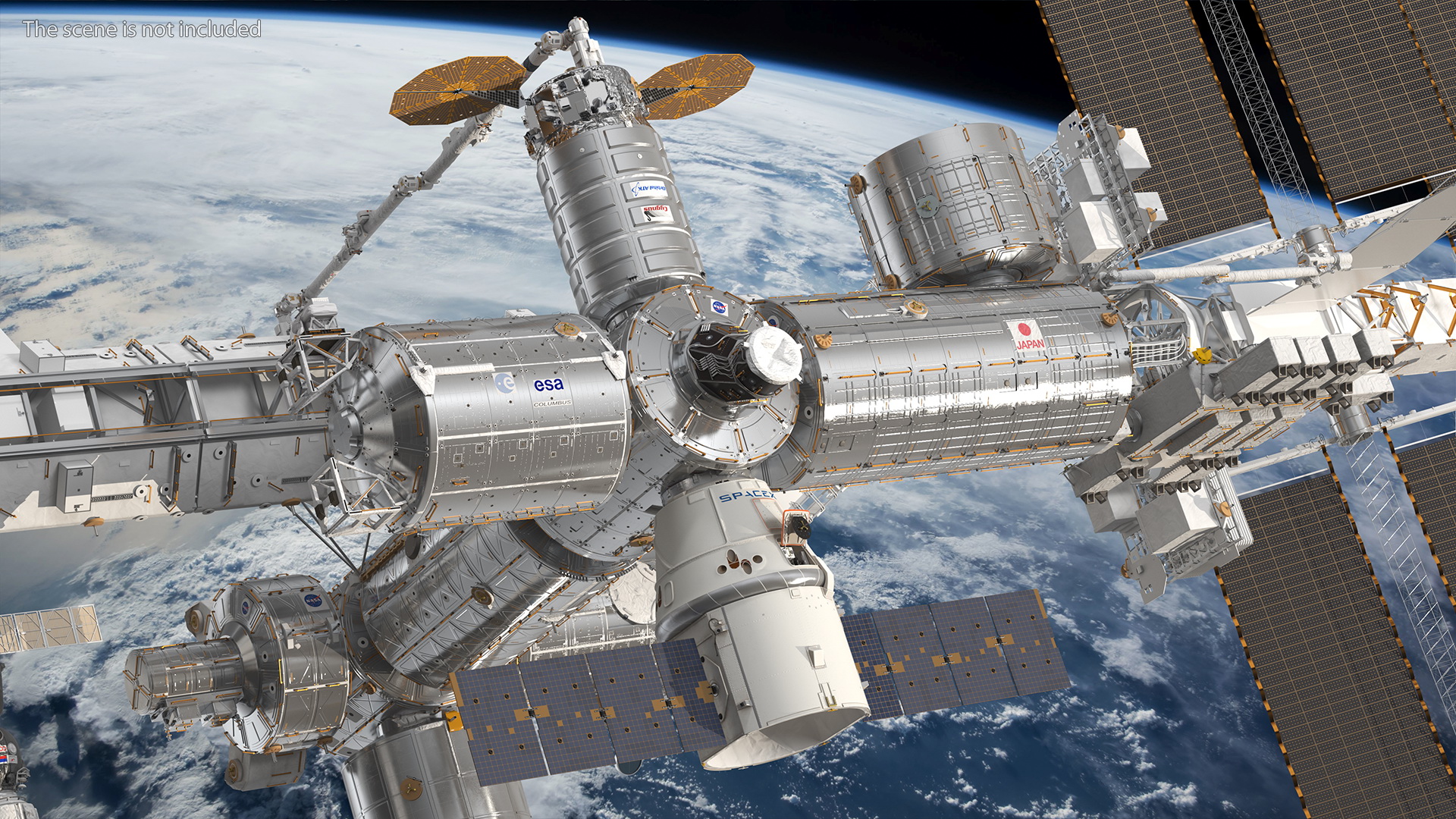 3D International Space Station Habitable Artificial Satellite model