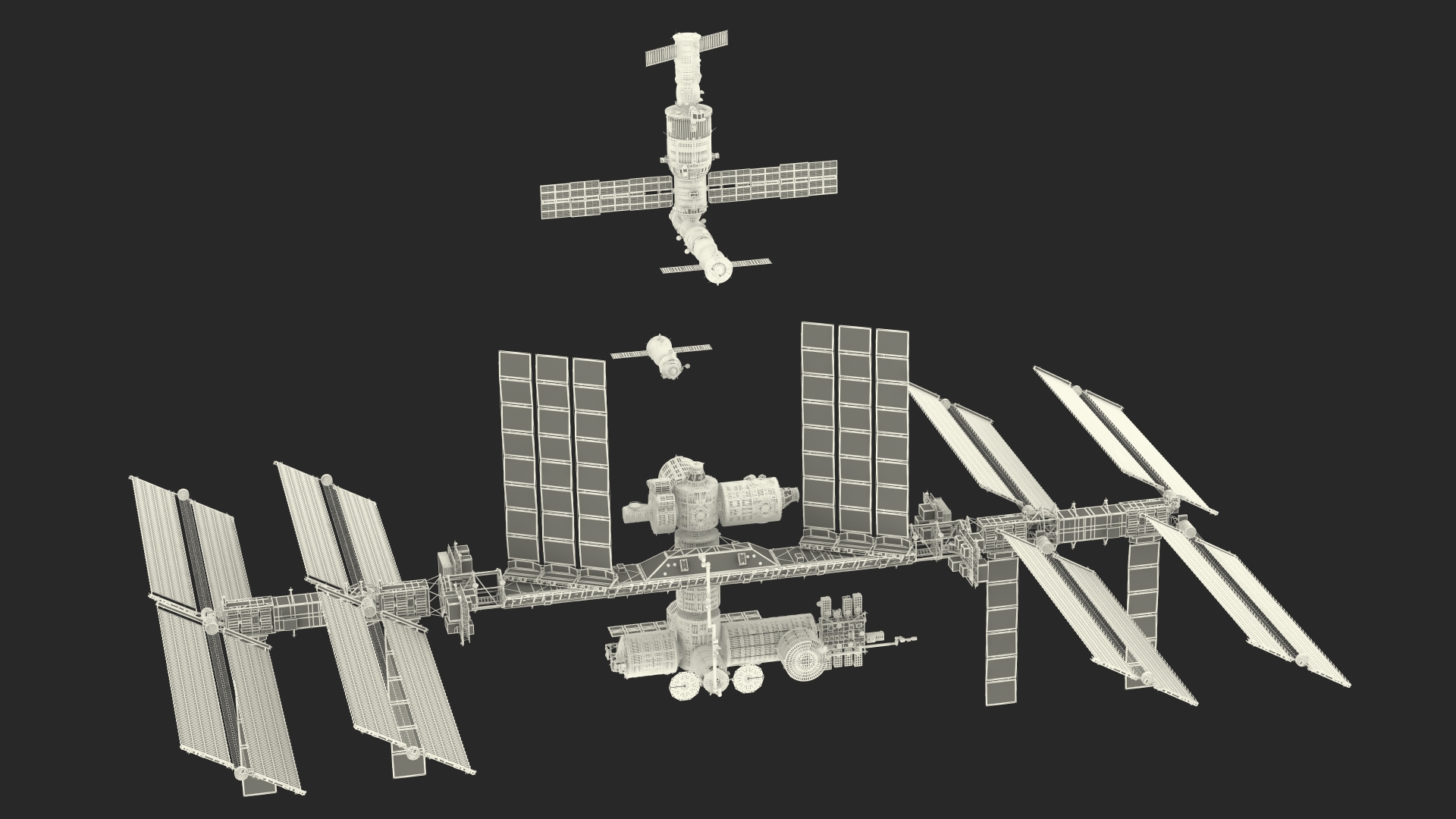 3D International Space Station Habitable Artificial Satellite model