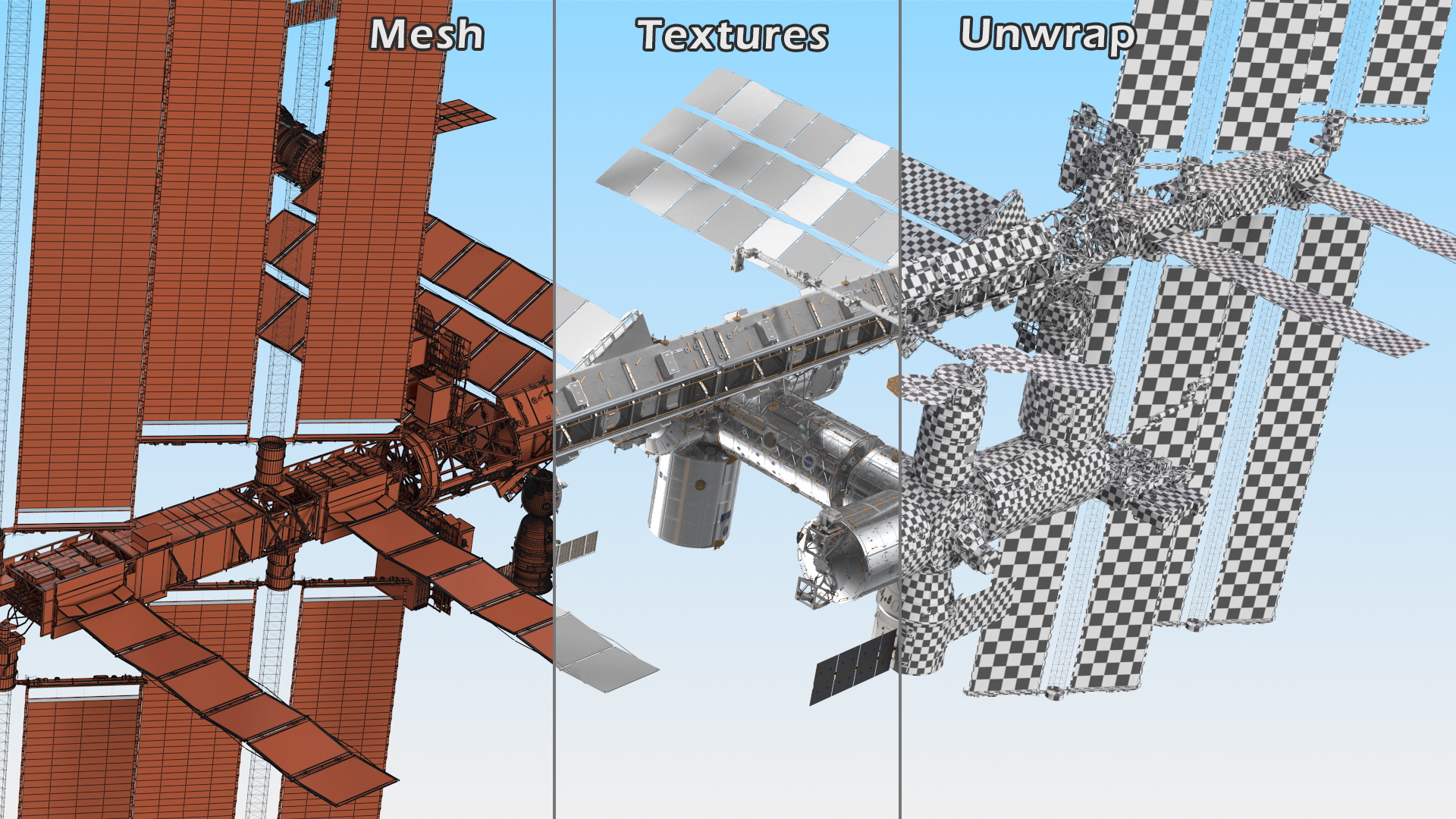 3D International Space Station Habitable Artificial Satellite model