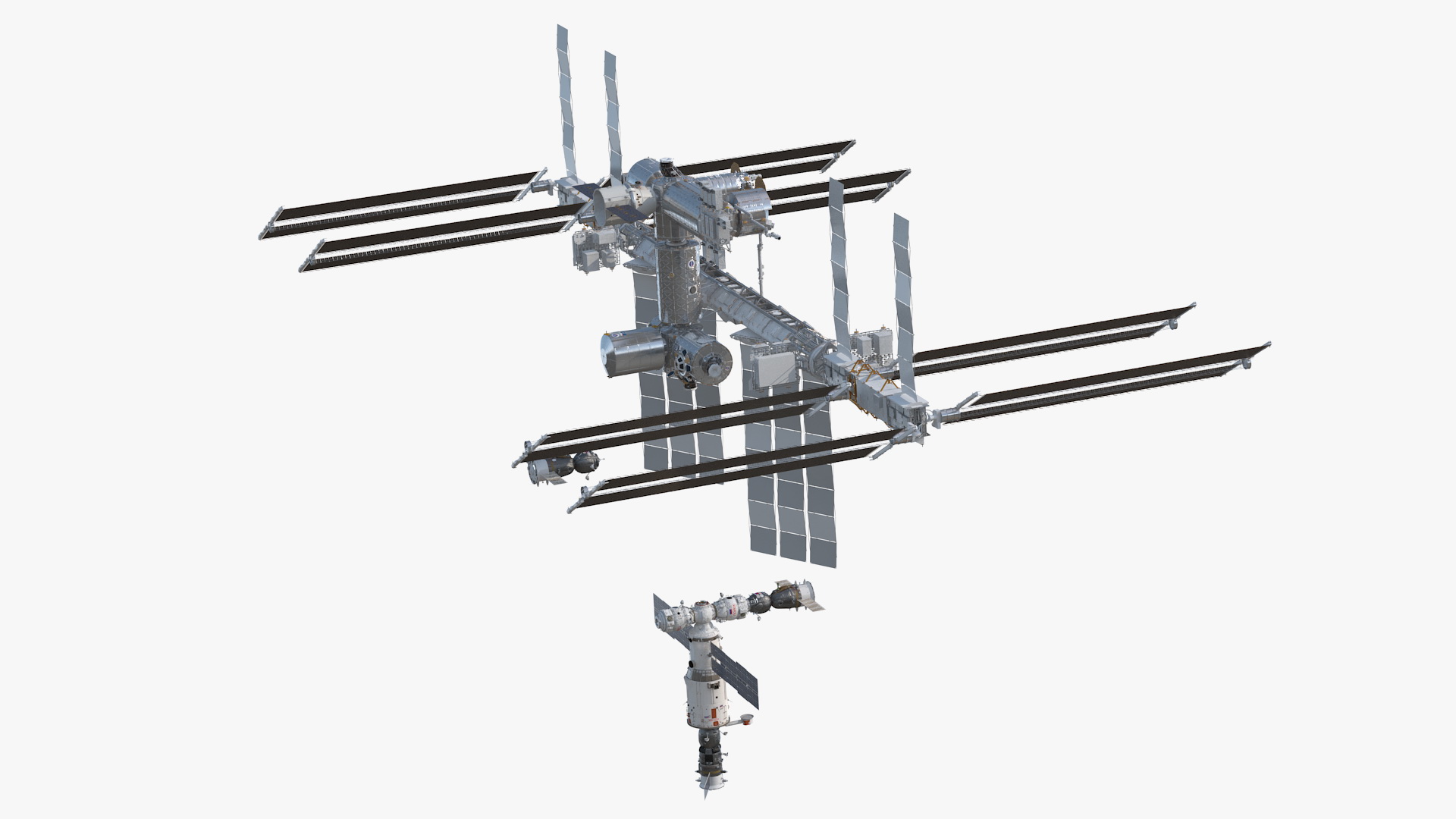 3D International Space Station Habitable Artificial Satellite model