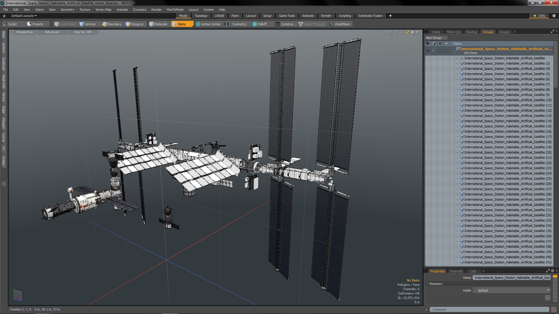 3D International Space Station Habitable Artificial Satellite model