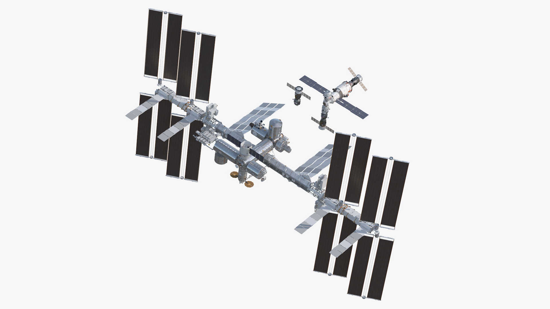 3D International Space Station Habitable Artificial Satellite model