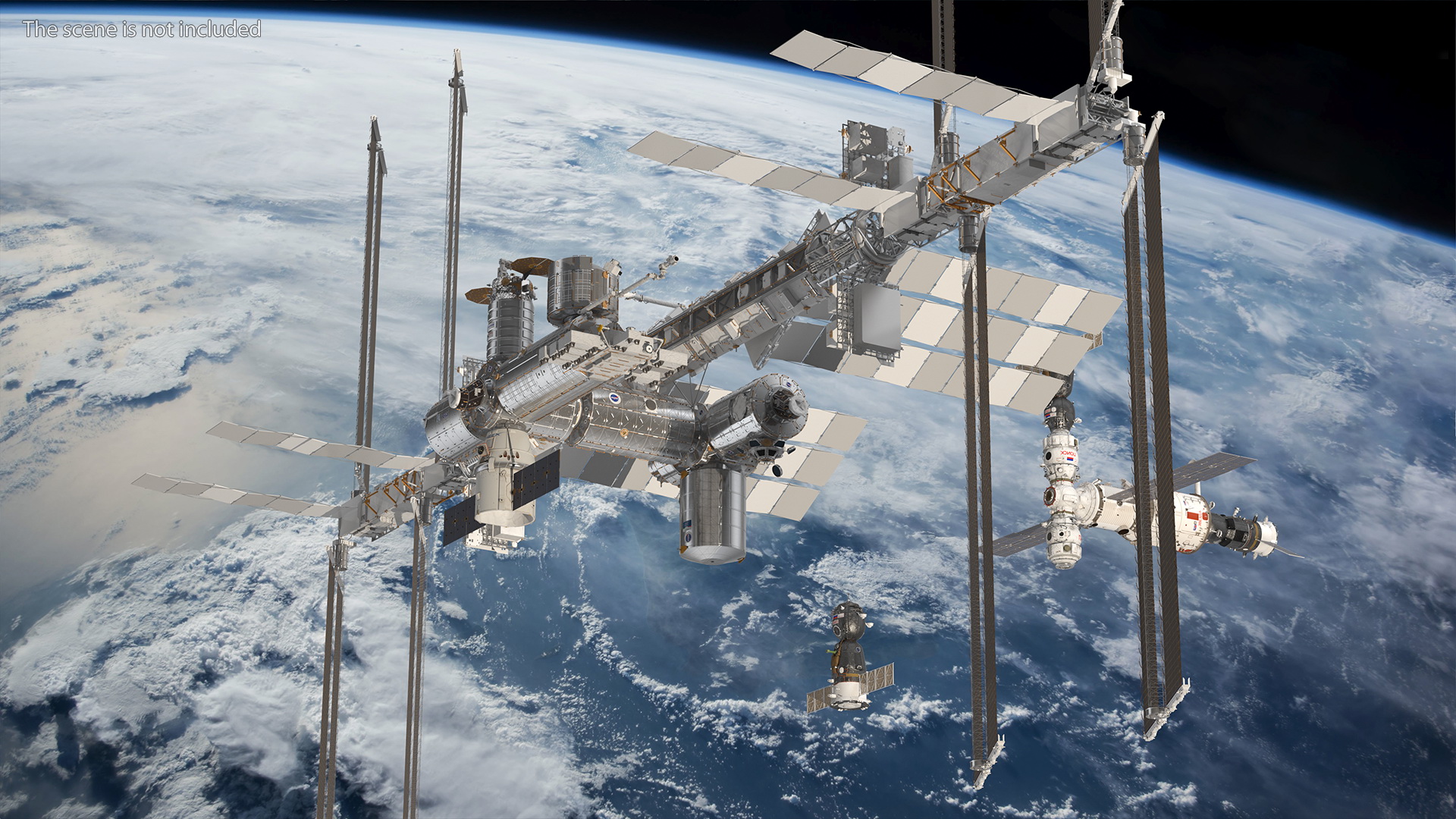 3D International Space Station Habitable Artificial Satellite model