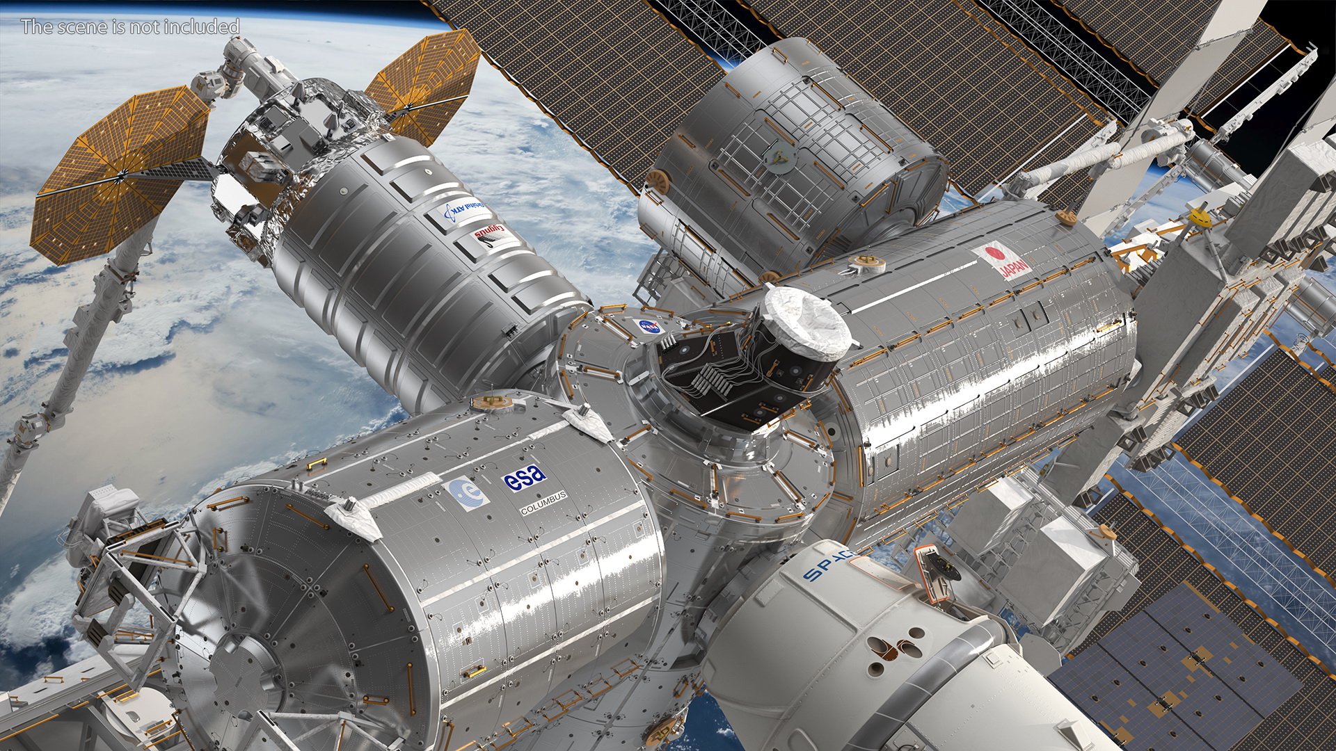 3D International Space Station Habitable Artificial Satellite model