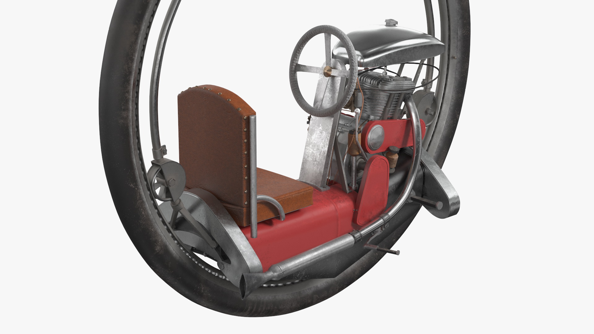 3D Retro Motorized Unicycle Red Used model