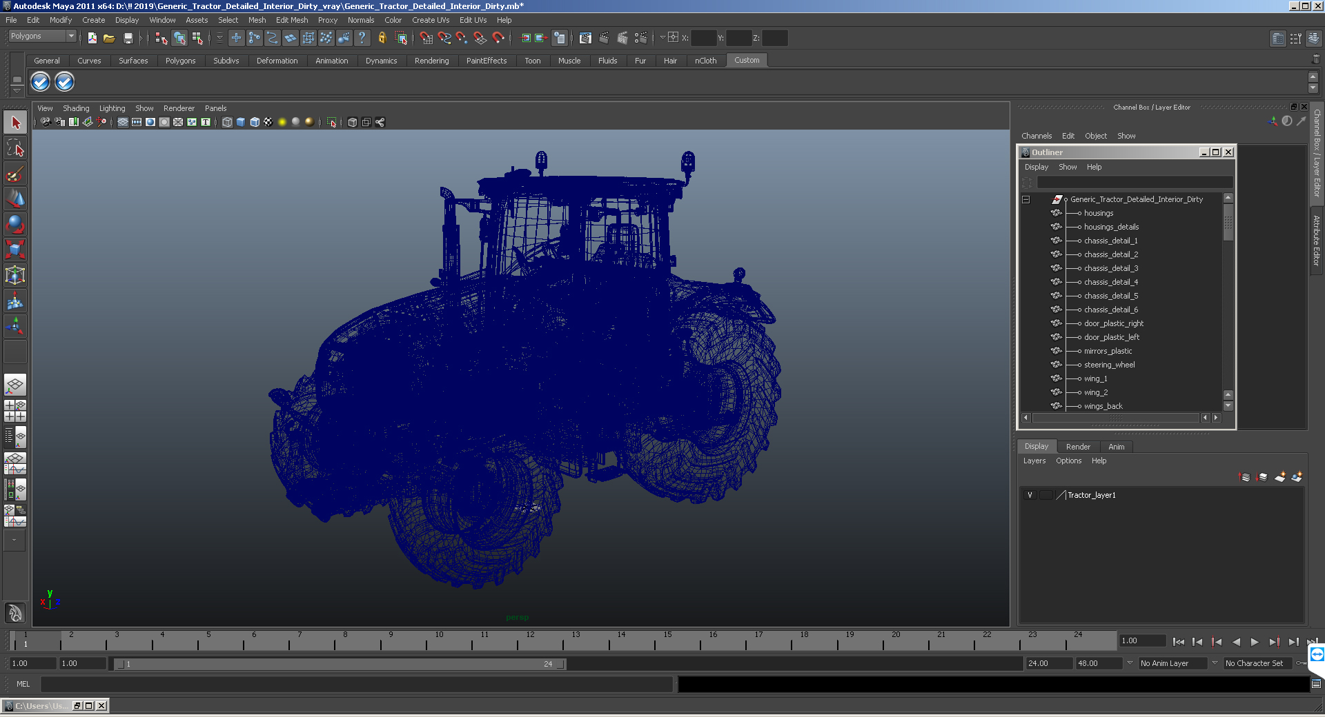 Generic Tractor Detailed Interior Dirty 3D model