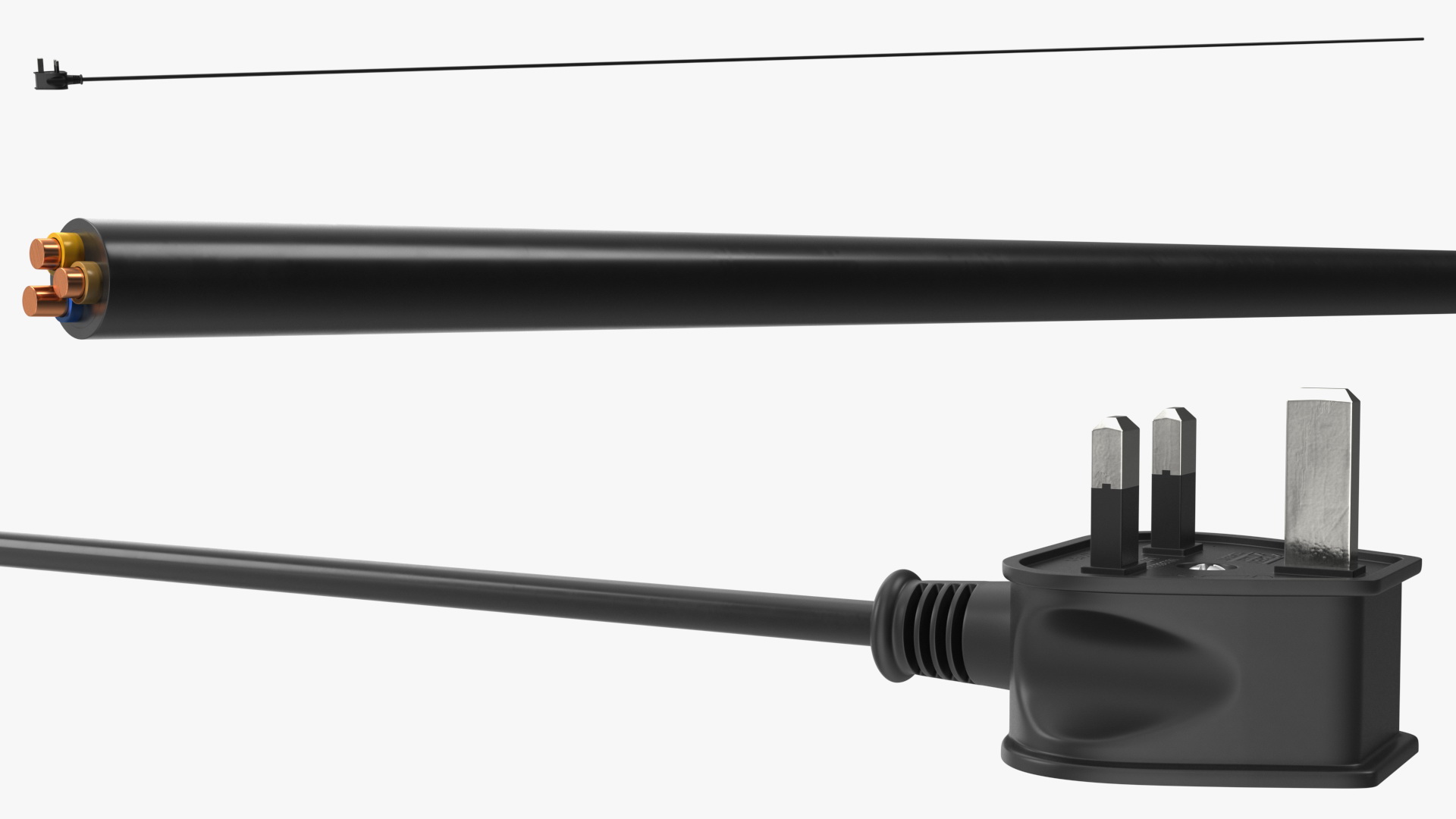 3D Type G Electric Plug Grounded Rigged