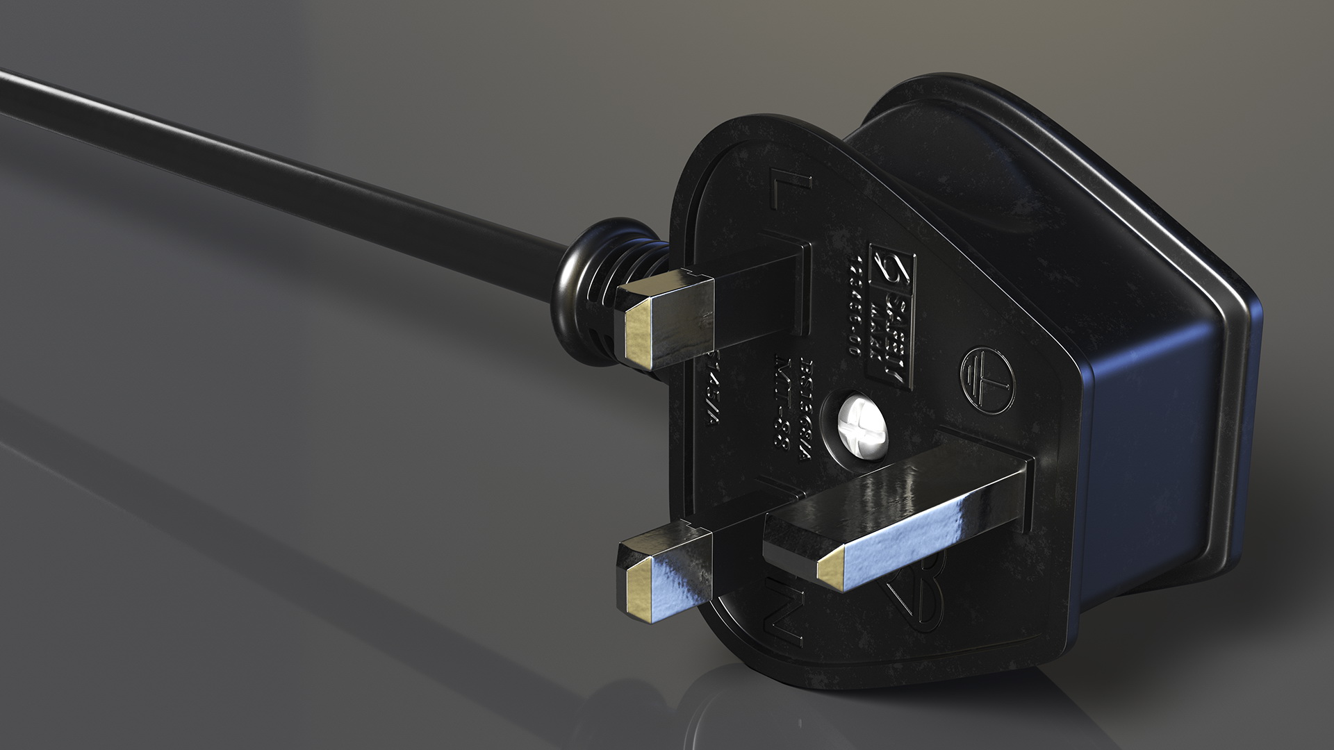 3D Type G Electric Plug Grounded Rigged