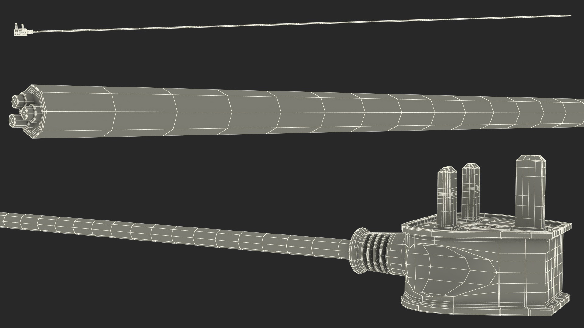 3D Type G Electric Plug Grounded Rigged