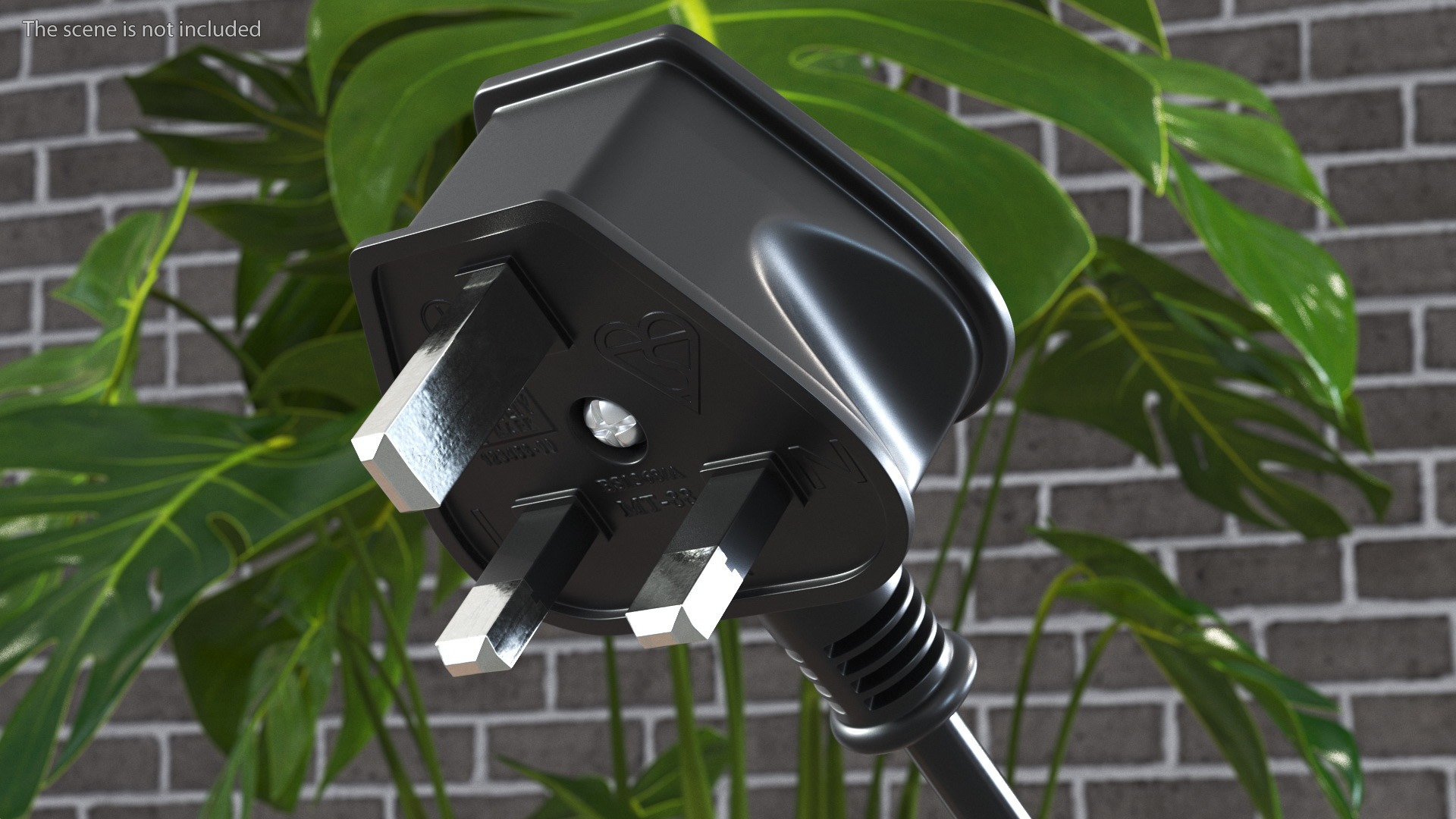 3D Type G Electric Plug Grounded Rigged