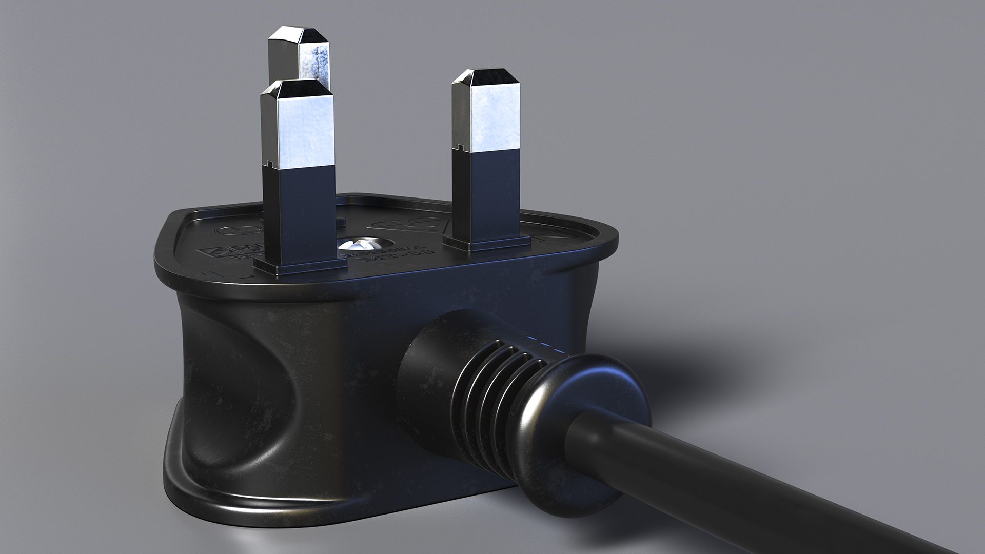 3D Type G Electric Plug Grounded Rigged