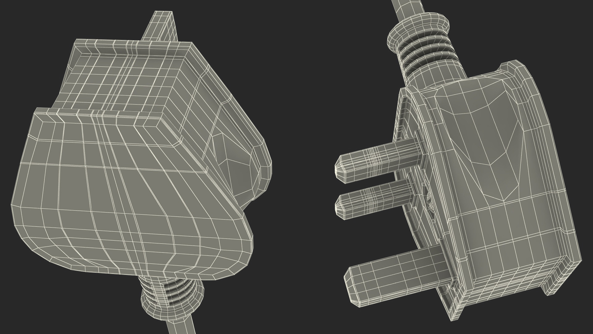 3D Type G Electric Plug Grounded Rigged