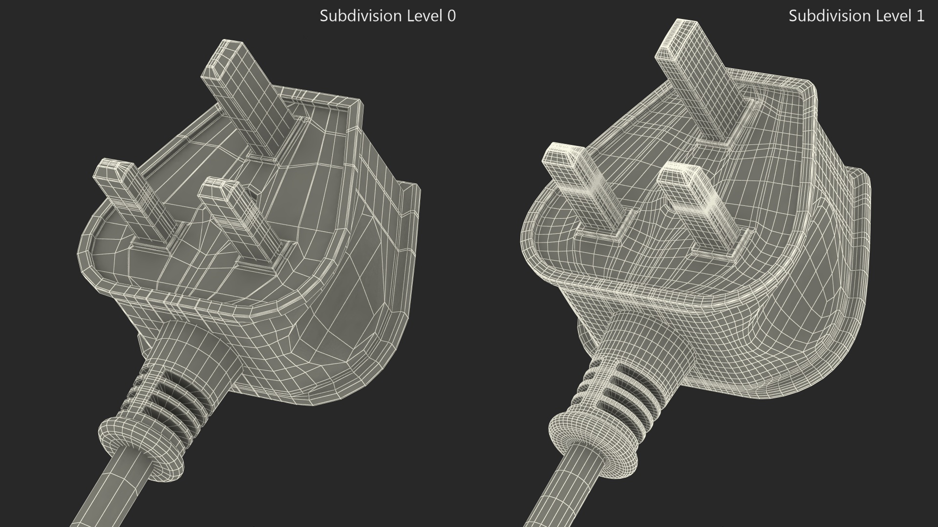 3D Type G Electric Plug Grounded Rigged
