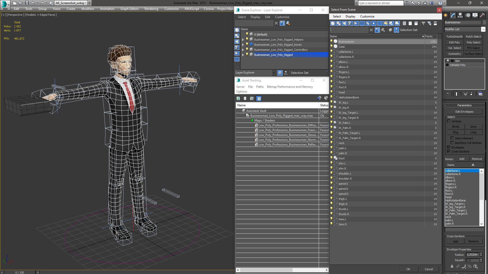 3D Businessman Low Poly Rigged for Cinema 4D
