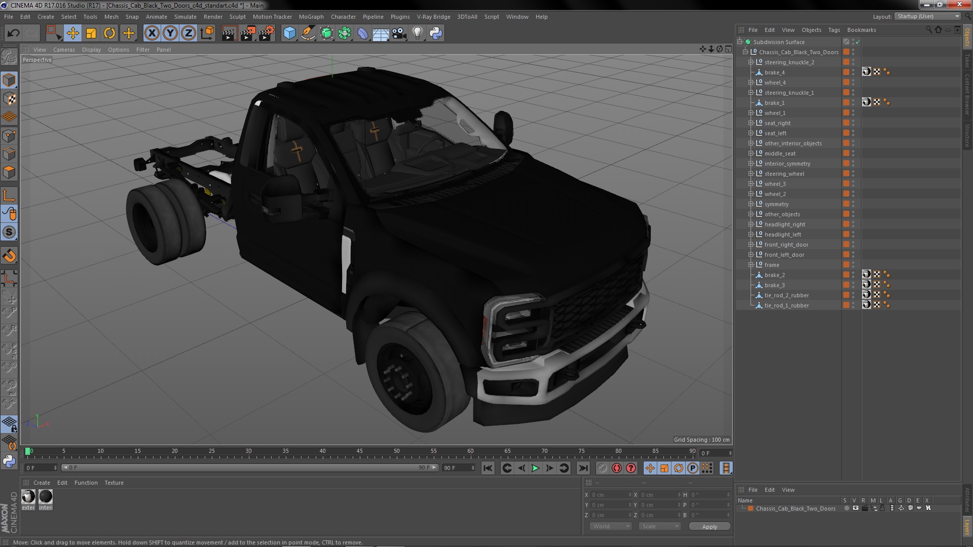 Chassis Cab Black Two Doors 3D