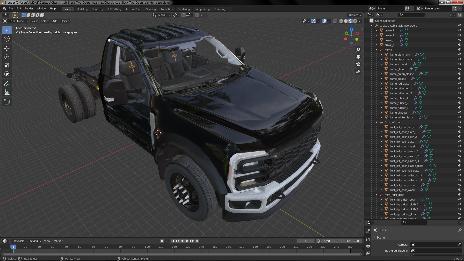 Chassis Cab Black Two Doors 3D
