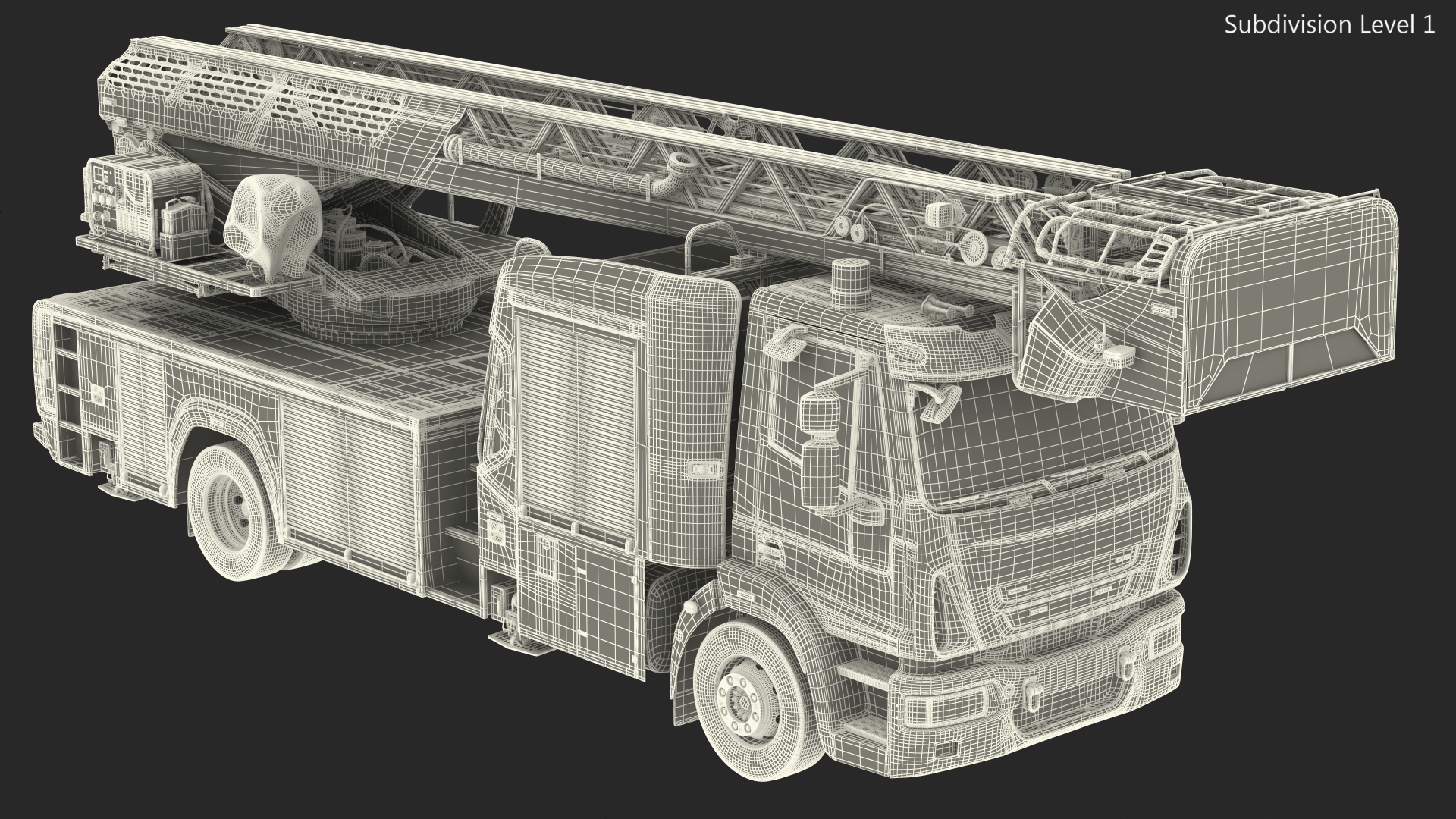 Firefighting Truck with Ladder Rigged 3D