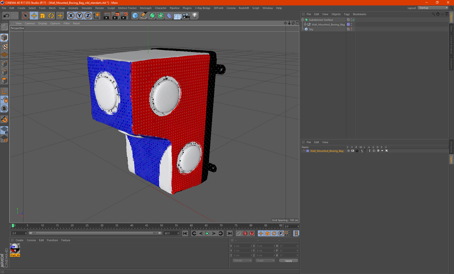 3D Wall Mounted Boxing Bag model