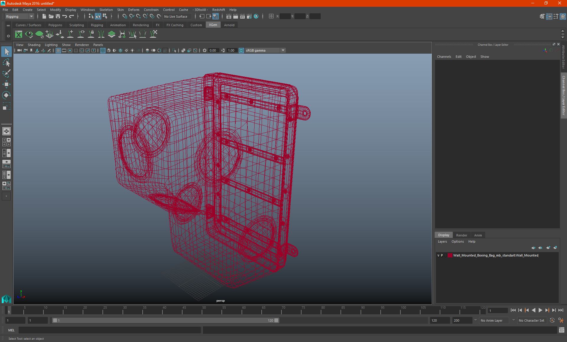 3D Wall Mounted Boxing Bag model