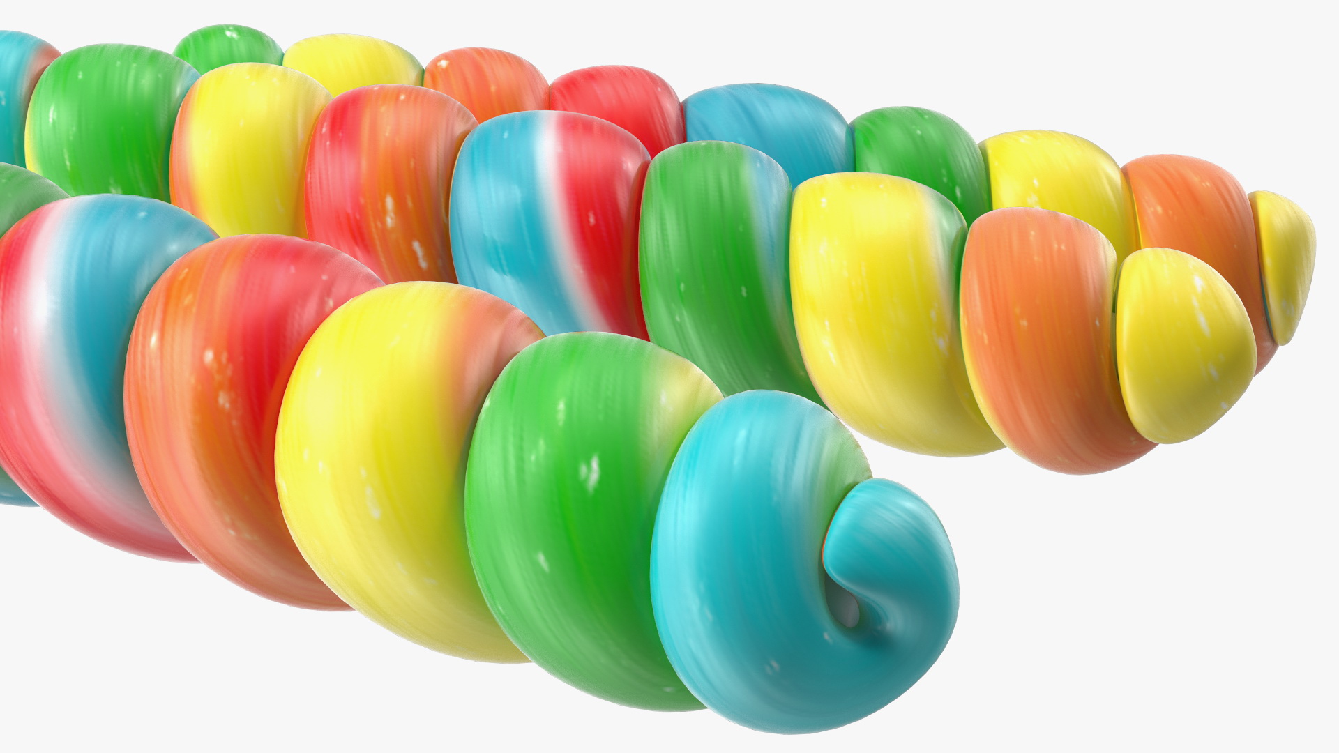 3D Three Multi Colored Fruit Spiral Lollipop Twist Candy model
