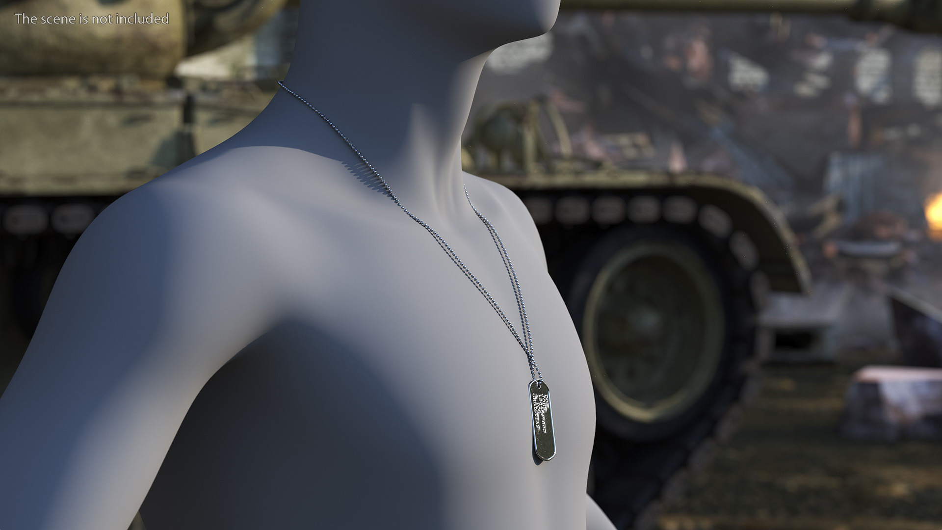 3D model Military Dog Tag with Title Hanging
